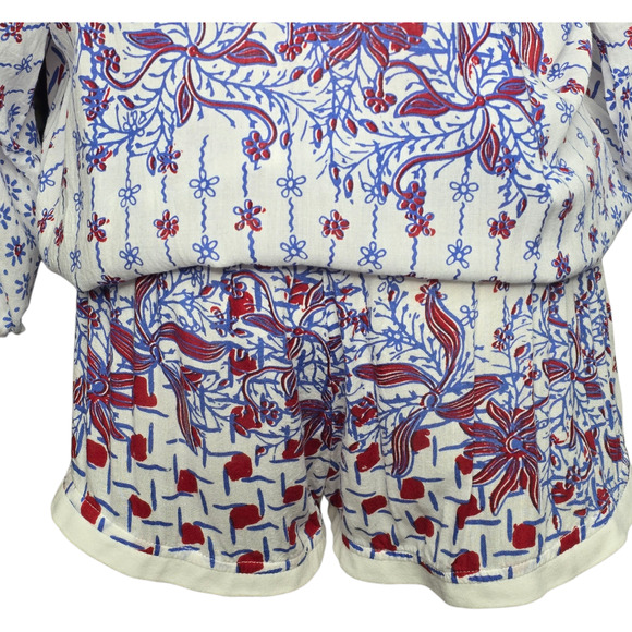 Poupette St Barth Kim White/Red Short Romper Jumpsuit Size‎ 1/Small - Picture 6 of 10